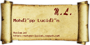 Mohápp Lucián névjegykártya